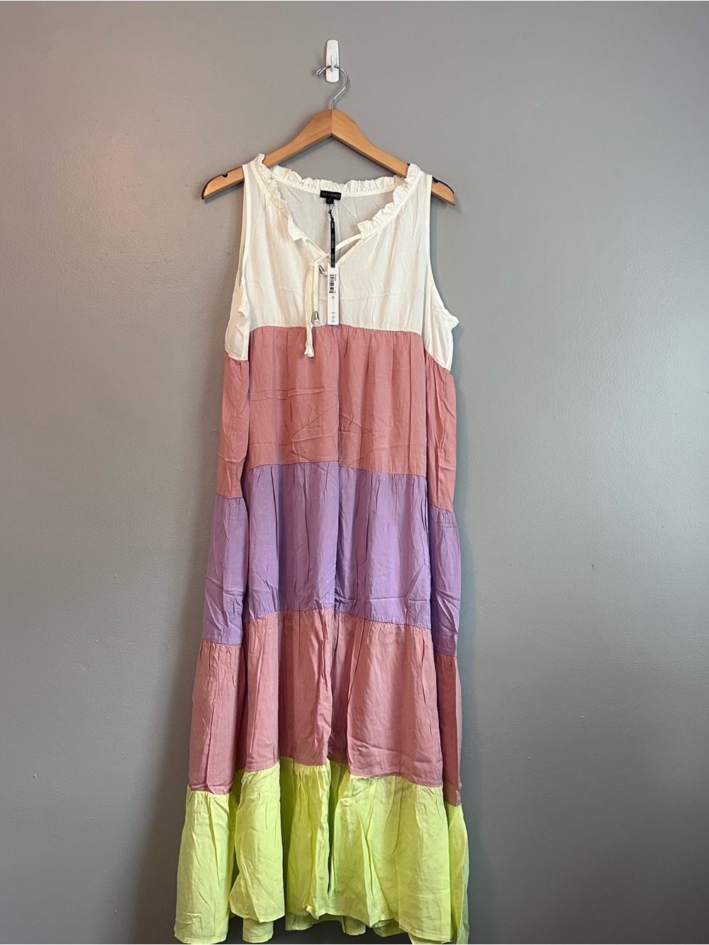 Coco + Carmen Sleeveless Colorblock Maxi Dress in White, Pink, Purple & Lime